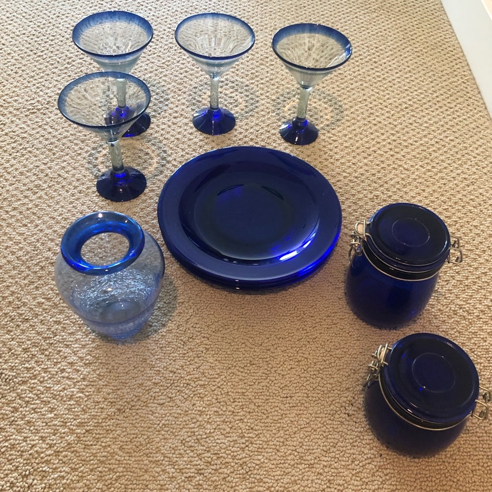 Elegant Blue Glassware Set